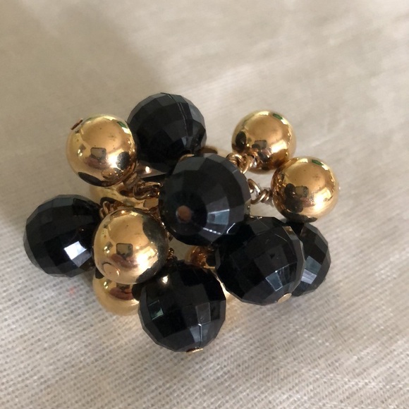 Kate Spade ♠️ Onyx and Gold Cluster Bauble Ring, Size 6 - Picture 3 of 12